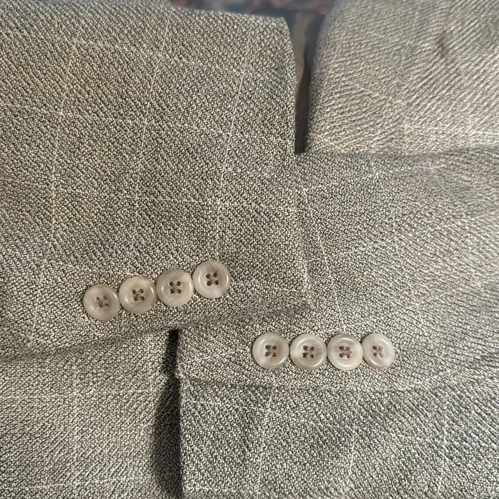 Nordstrom Classics Canvas Tailoring wool‎ / silk blend tan plaid sports coat 44T